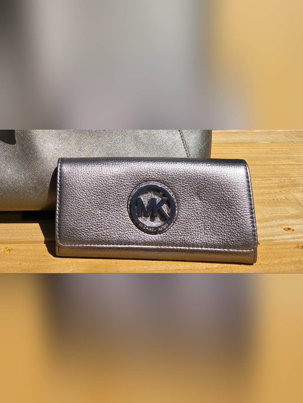 Michael Kors Metallic Silver Logo Wallet